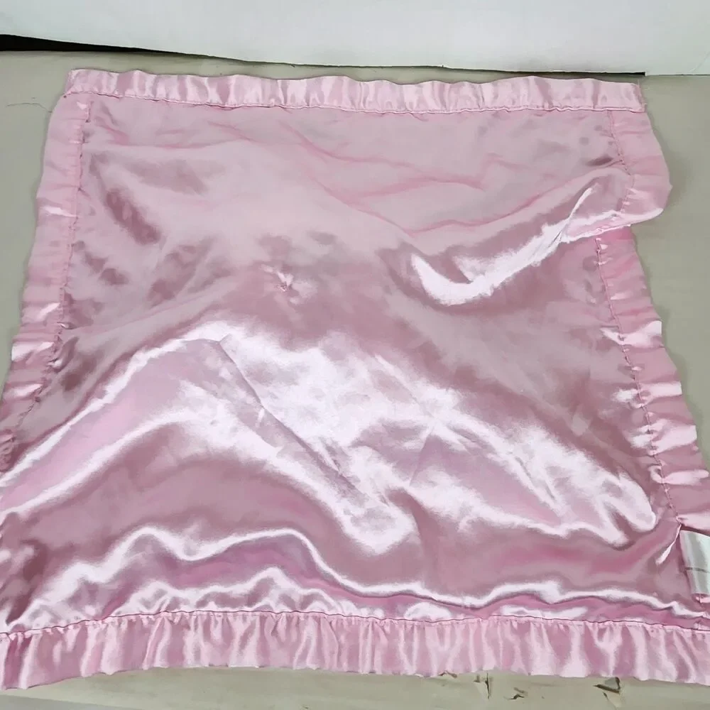 Pink Elephant Lovey Plush Baby Security Blanket Minky Dots Satin‎ Trim